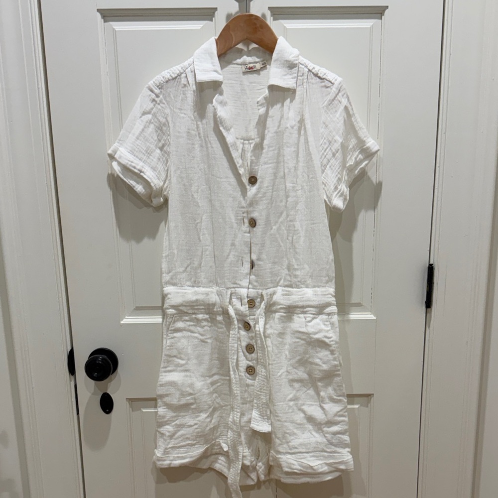 Faherty White Button-Down Dress